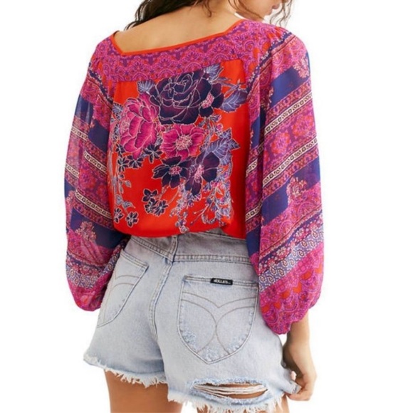 RARE Anthropologie Edme & Esyllte 100% Silk Orange Artist Tunic Size S - Picture 3 of 10